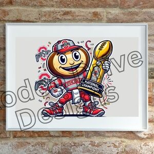 OHIO STATE NCAA NATIONAL CHAMPIONS POSTER 17"x11" Art Print Buckeyes Foo…